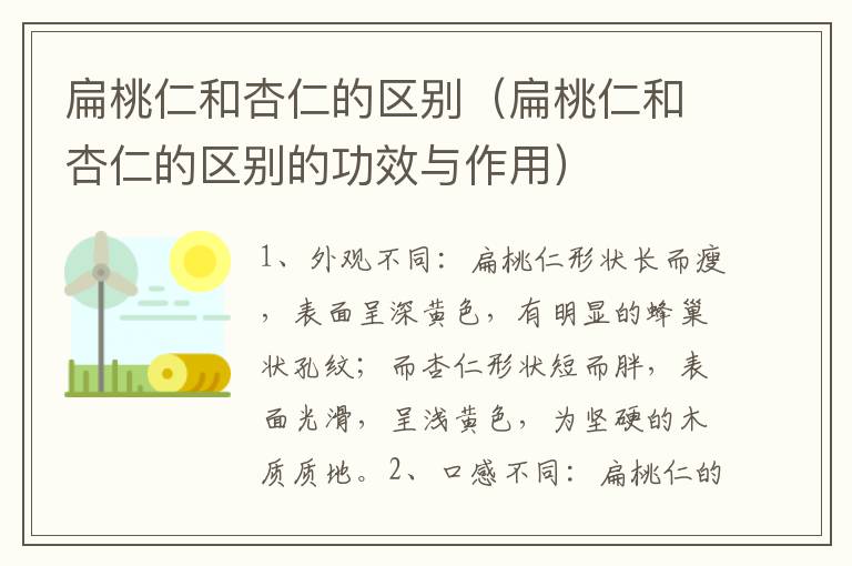 扁桃仁和杏仁的区别（扁桃仁和杏仁的区别的功效与作用）