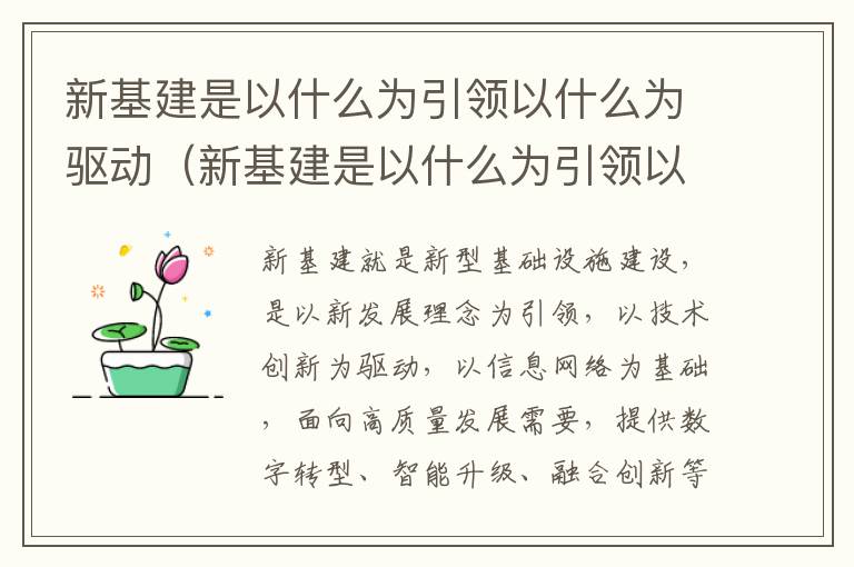 新基建是以什么为引领以什么为驱动（新基建是以什么为引领以什么为驱动发展的）