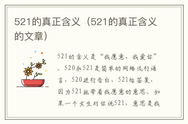 521的真正含义（521的真正含义的文章）