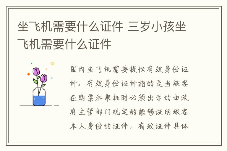 坐飞机需要什么证件 三岁小孩坐飞机需要什么证件