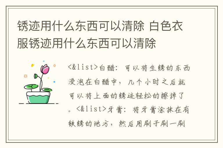 锈迹用什么东西可以清除 白色衣服锈迹用什么东西可以清除