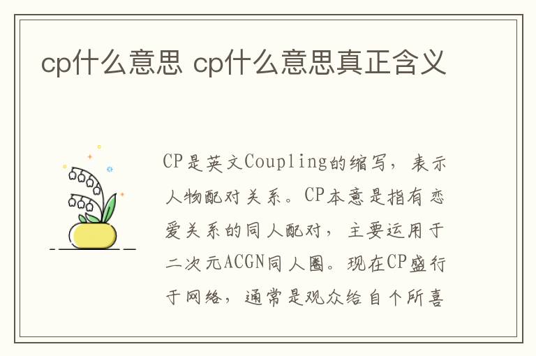 cp什么意思 cp什么意思真正含义