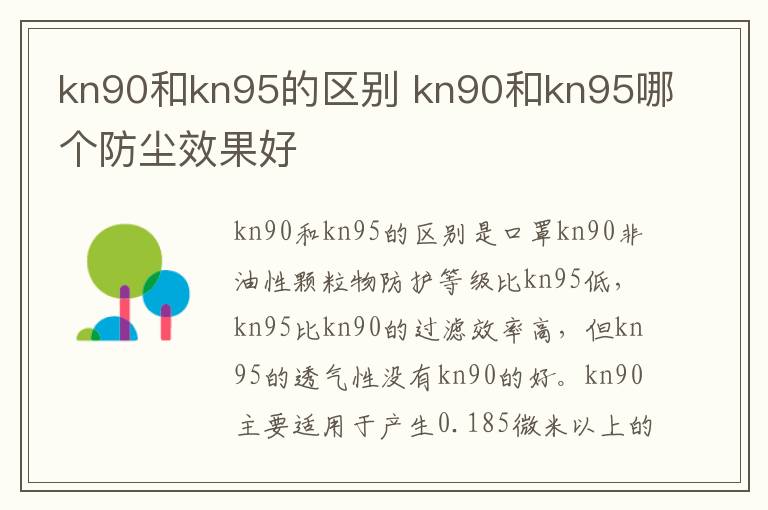 kn90和kn95的区别 kn90和kn95哪个防尘效果好