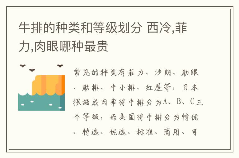 牛排的种类和等级划分 西冷,菲力,肉眼哪种最贵