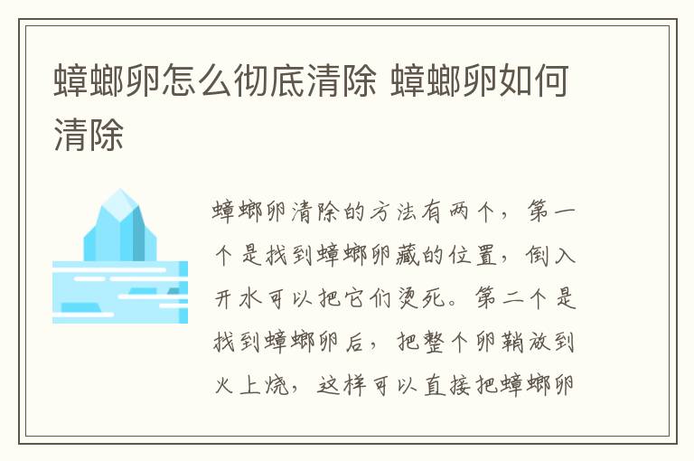 蟑螂卵怎么彻底清除 蟑螂卵如何清除