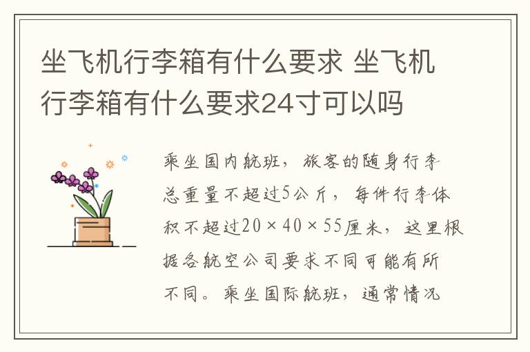 坐飞机行李箱有什么要求 坐飞机行李箱有什么要求24寸可以吗