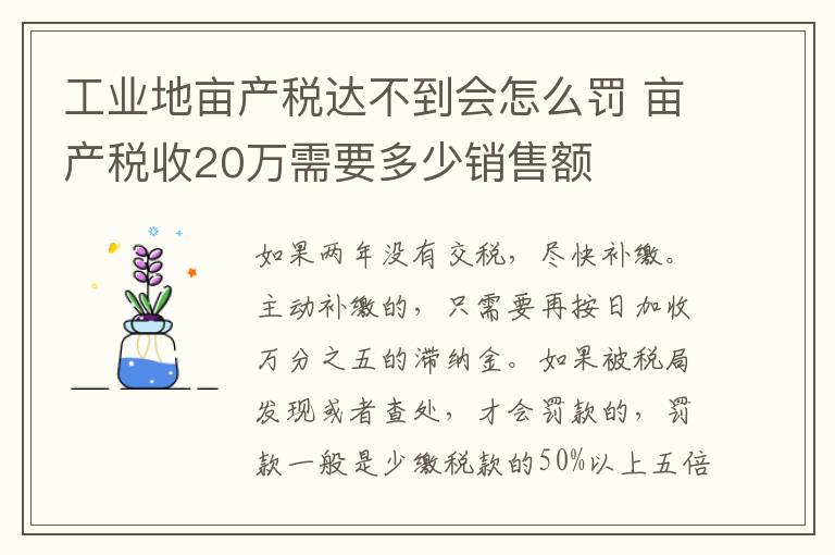 工业地亩产税达不到会怎么罚 亩产税收20万需要多少销售额