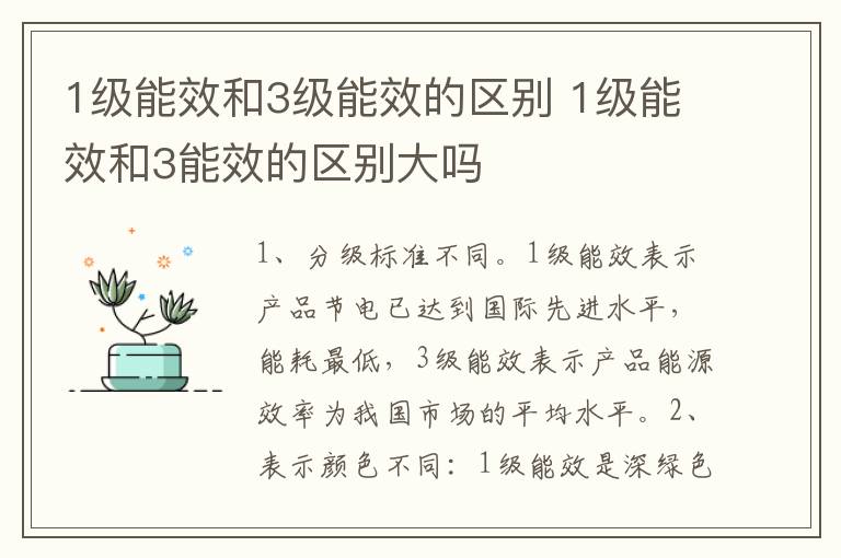 1级能效和3级能效的区别 1级能效和3能效的区别大吗