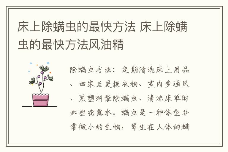 床上除螨虫的最快方法 床上除螨虫的最快方法风油精