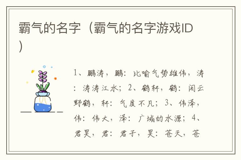 霸气的名字（霸气的名字游戏ID）