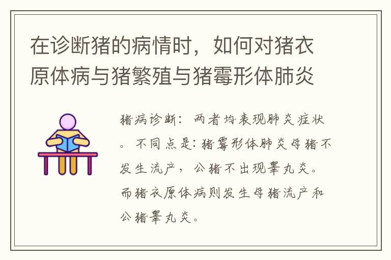 在诊断猪的病情时，如何对猪衣原体病与猪繁殖与猪霉形体肺炎进行