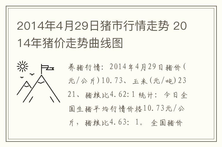 2014年4月29日猪市行情走势 2014年猪价走势曲线图