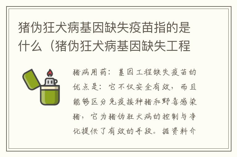 猪伪狂犬病基因缺失疫苗指的是什么（猪伪狂犬病基因缺失工程疫苗有哪些?）