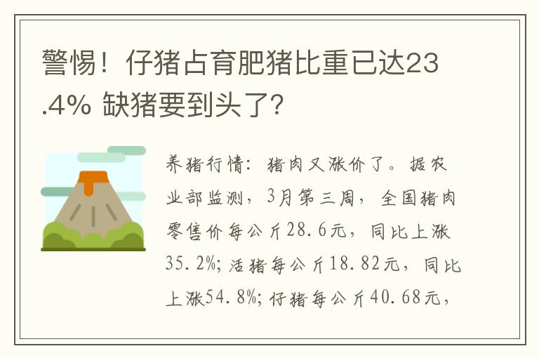 警惕！仔猪占育肥猪比重已达23.4% 缺猪要到头了？