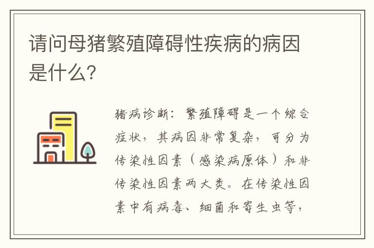 请问母猪繁殖障碍性疾病的病因是什么？