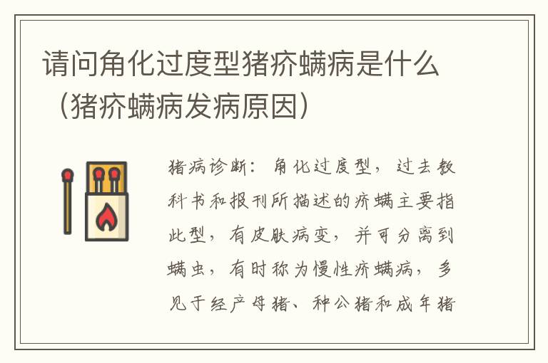 请问角化过度型猪疥螨病是什么（猪疥螨病发病原因）