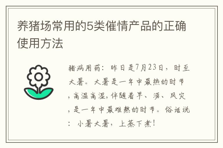 养猪场常用的5类催情产品的正确使用方法