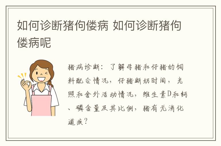 如何诊断猪佝偻病 如何诊断猪佝偻病呢