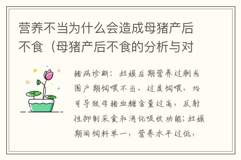 营养不当为什么会造成母猪产后不食（母猪产后不食的分析与对策国内外研究现状）