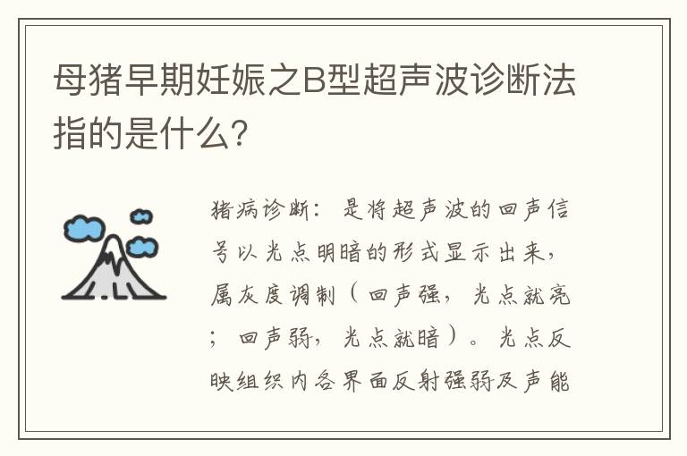 母猪早期妊娠之B型超声波诊断法指的是什么？