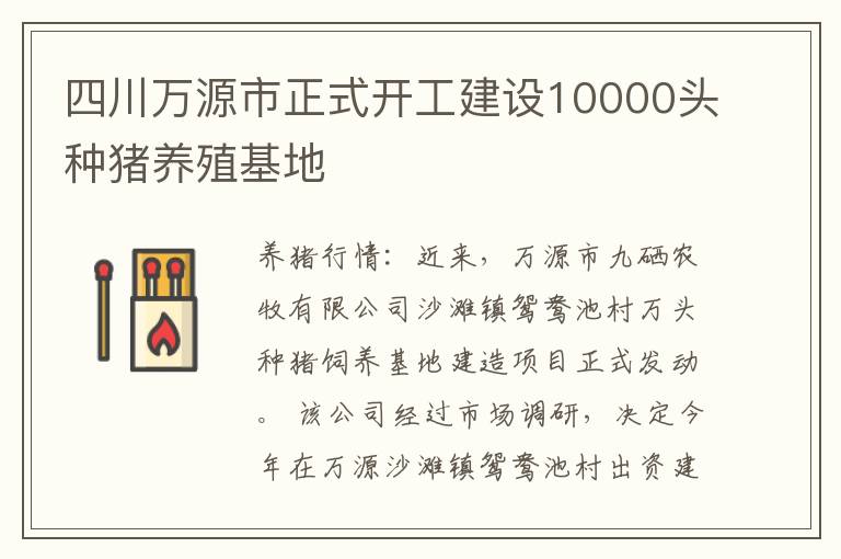 四川万源市正式开工建设10000头种猪养殖基地