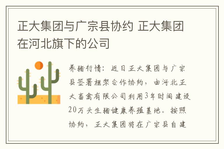 正大集团与广宗县协约 正大集团在河北旗下的公司