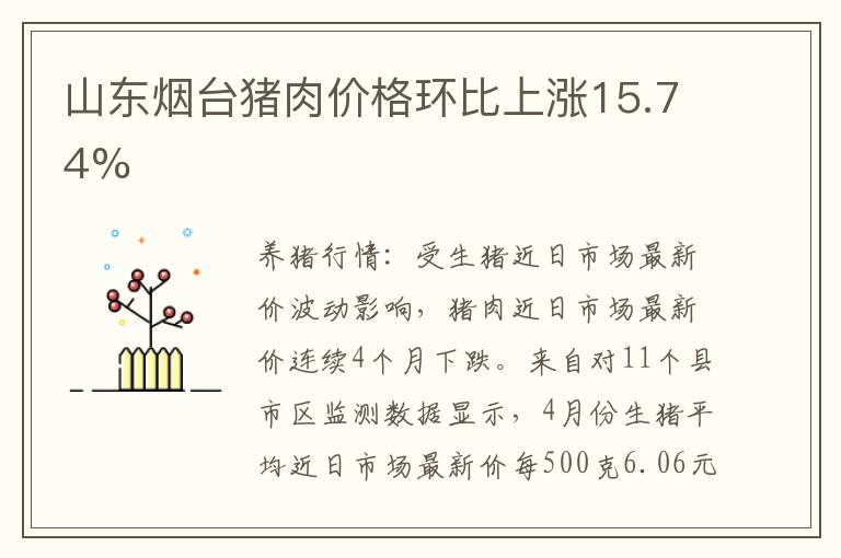 山东烟台猪肉价格环比上涨15.74%