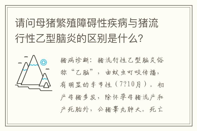 请问母猪繁殖障碍性疾病与猪流行性乙型脑炎的区别是什么？