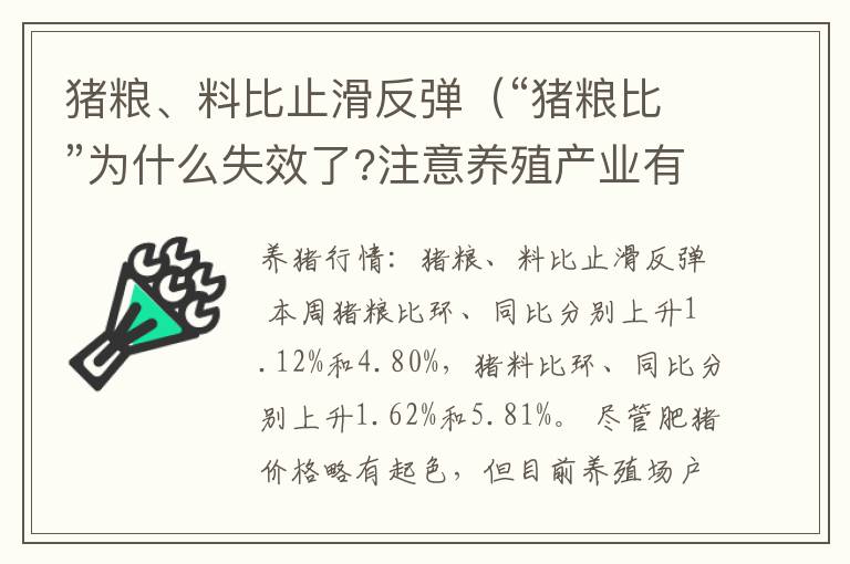 猪粮、料比止滑反弹（“猪粮比”为什么失效了?注意养殖产业有变）