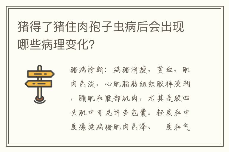 猪得了猪住肉孢子虫病后会出现哪些病理变化？