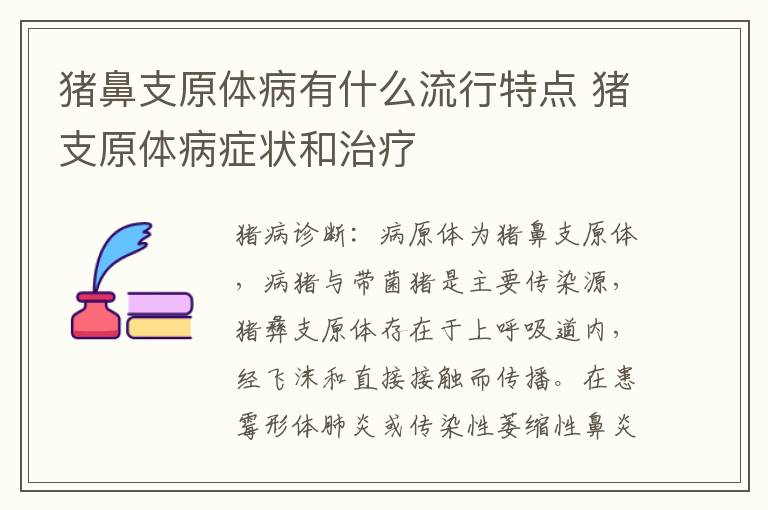 猪鼻支原体病有什么流行特点 猪支原体病症状和治疗