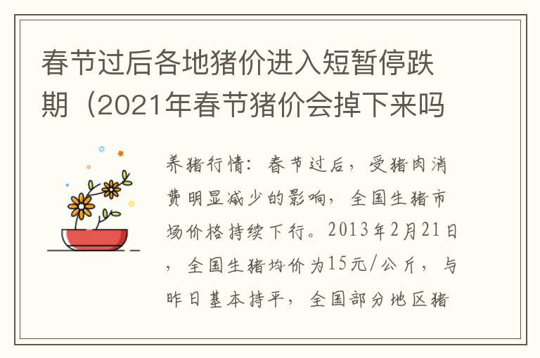 春节过后各地猪价进入短暂停跌期（2021年春节猪价会掉下来吗?）