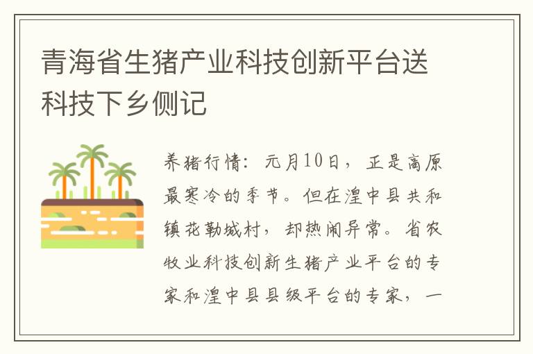 青海省生猪产业科技创新平台送科技下乡侧记