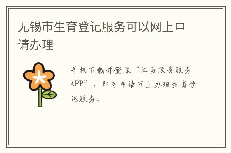 无锡市生育登记服务可以网上申请办理