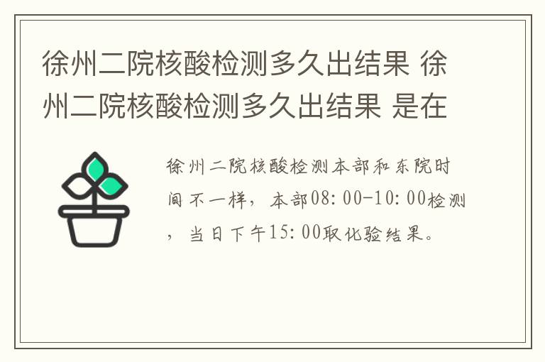 徐州二院核酸检测多久出结果 徐州二院核酸检测多久出结果 是在手机上