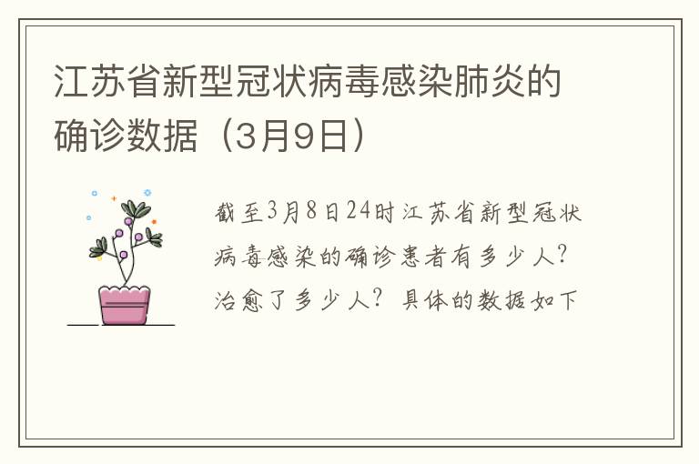 江苏省新型冠状病毒感染肺炎的确诊数据（3月9日）