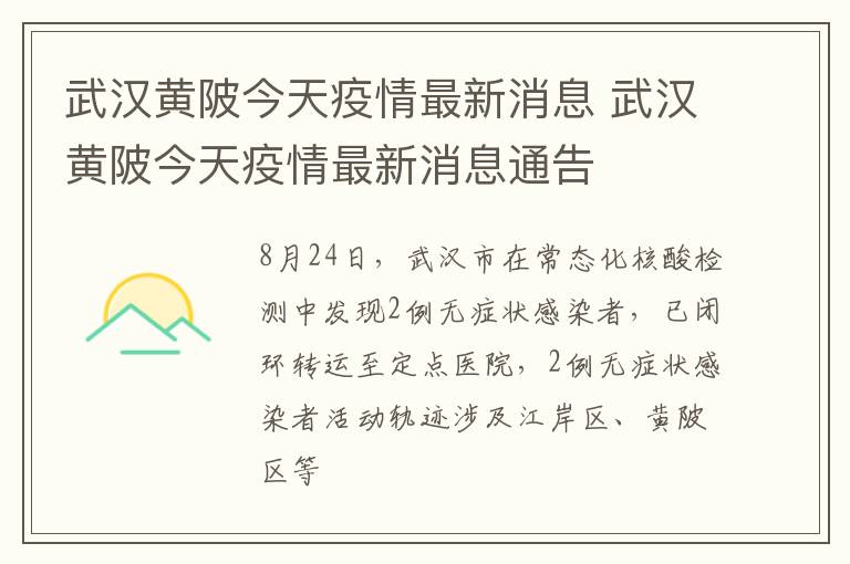 武汉黄陂今天疫情最新消息 武汉黄陂今天疫情最新消息通告