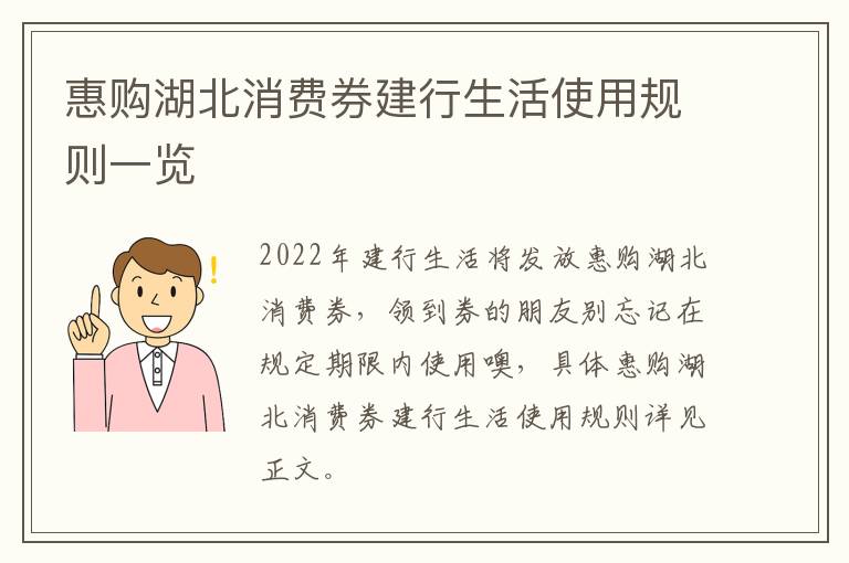 惠购湖北消费券建行生活使用规则一览