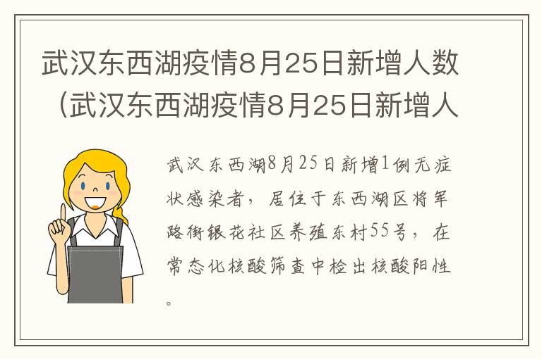 武汉东西湖疫情8月25日新增人数（武汉东西湖疫情8月25日新增人数多少）