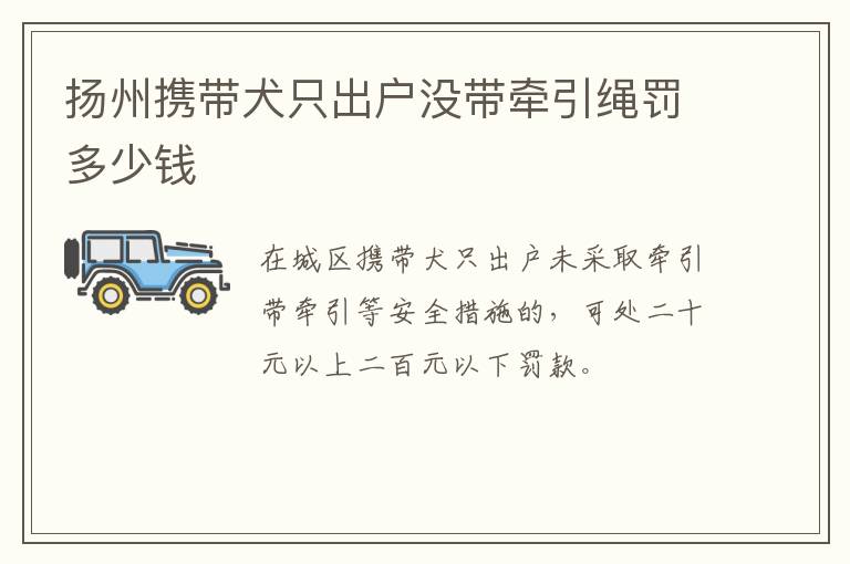 扬州携带犬只出户没带牵引绳罚多少钱