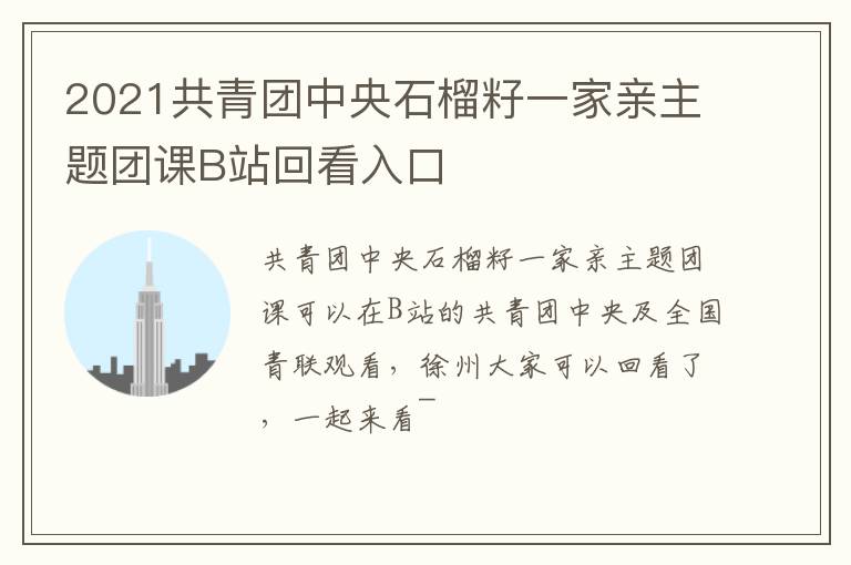 2021共青团中央石榴籽一家亲主题团课B站回看入口