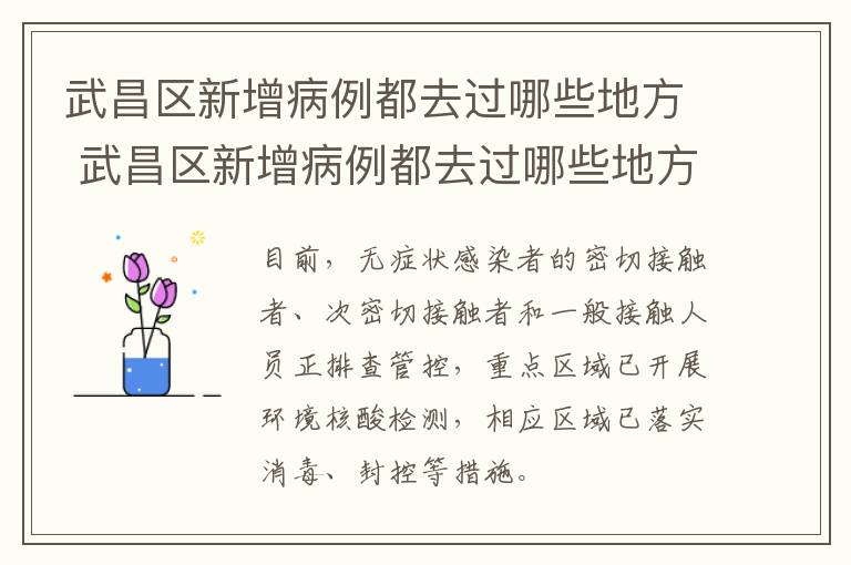 武昌区新增病例都去过哪些地方 武昌区新增病例都去过哪些地方了