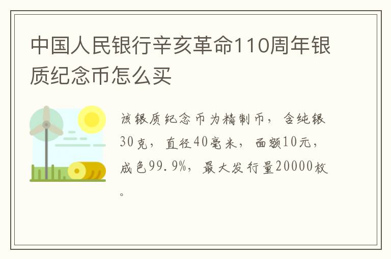 中国人民银行辛亥革命110周年银质纪念币怎么买