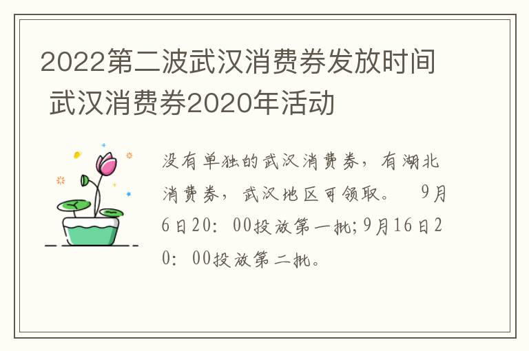 2022第二波武汉消费券发放时间 武汉消费券2020年活动