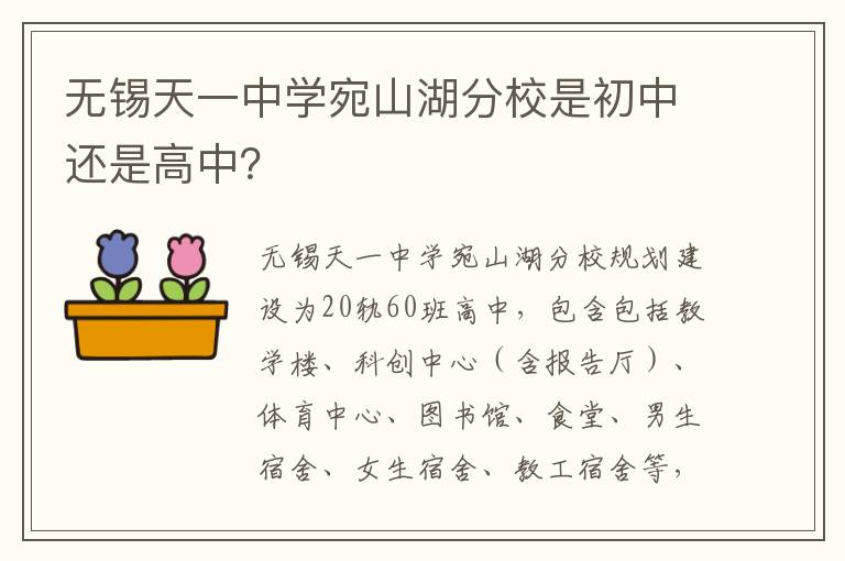 无锡天一中学宛山湖分校是初中还是高中？