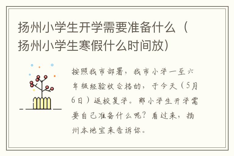 扬州小学生开学需要准备什么（扬州小学生寒假什么时间放）