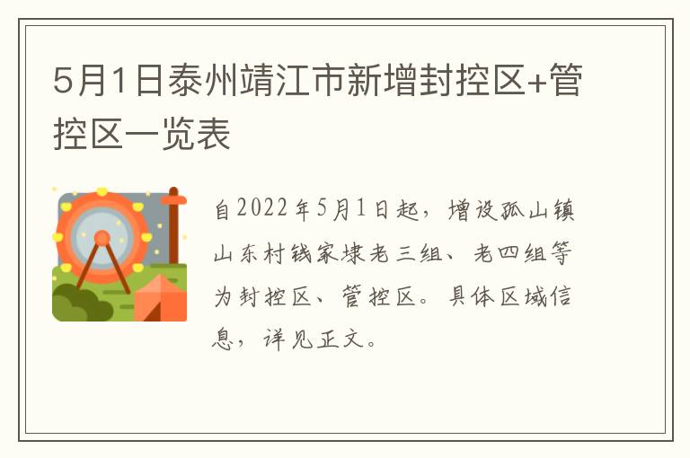 5月1日泰州靖江市新增封控区+管控区一览表