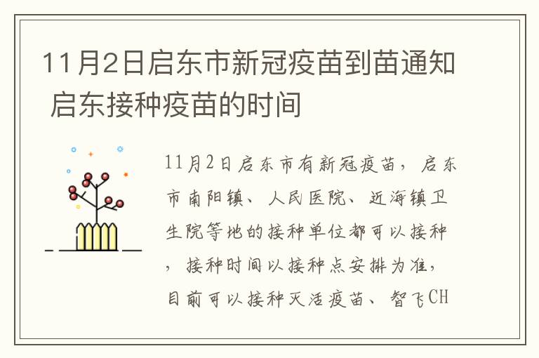 11月2日启东市新冠疫苗到苗通知 启东接种疫苗的时间