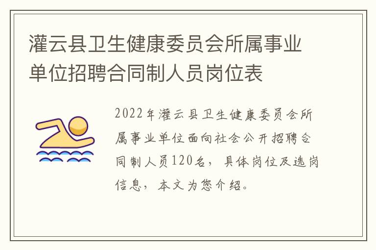 灌云县卫生健康委员会所属事业单位招聘合同制人员岗位表