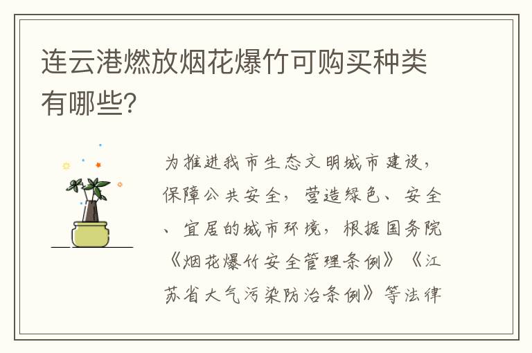 连云港燃放烟花爆竹可购买种类有哪些？